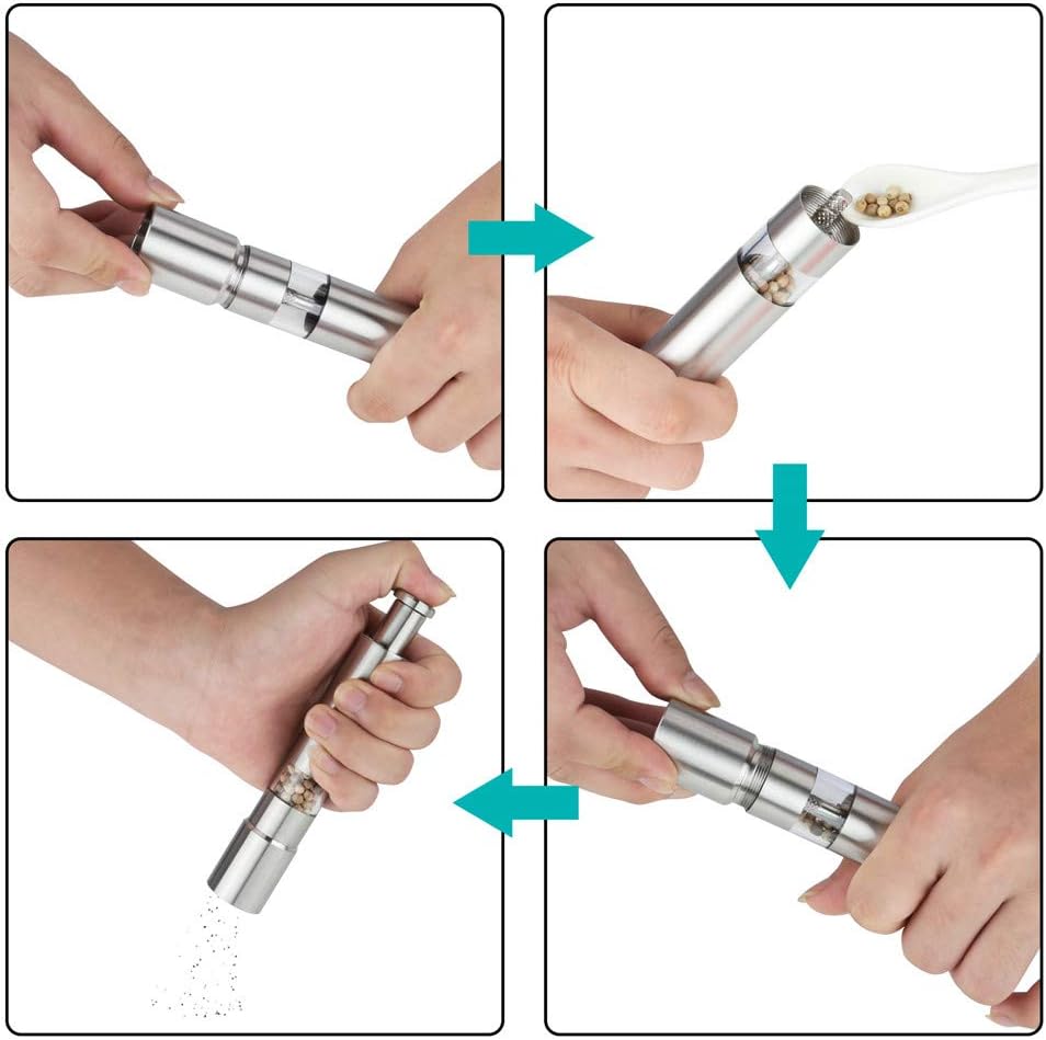 Thumb Press Stainless Steel Pepper Mill Grinder