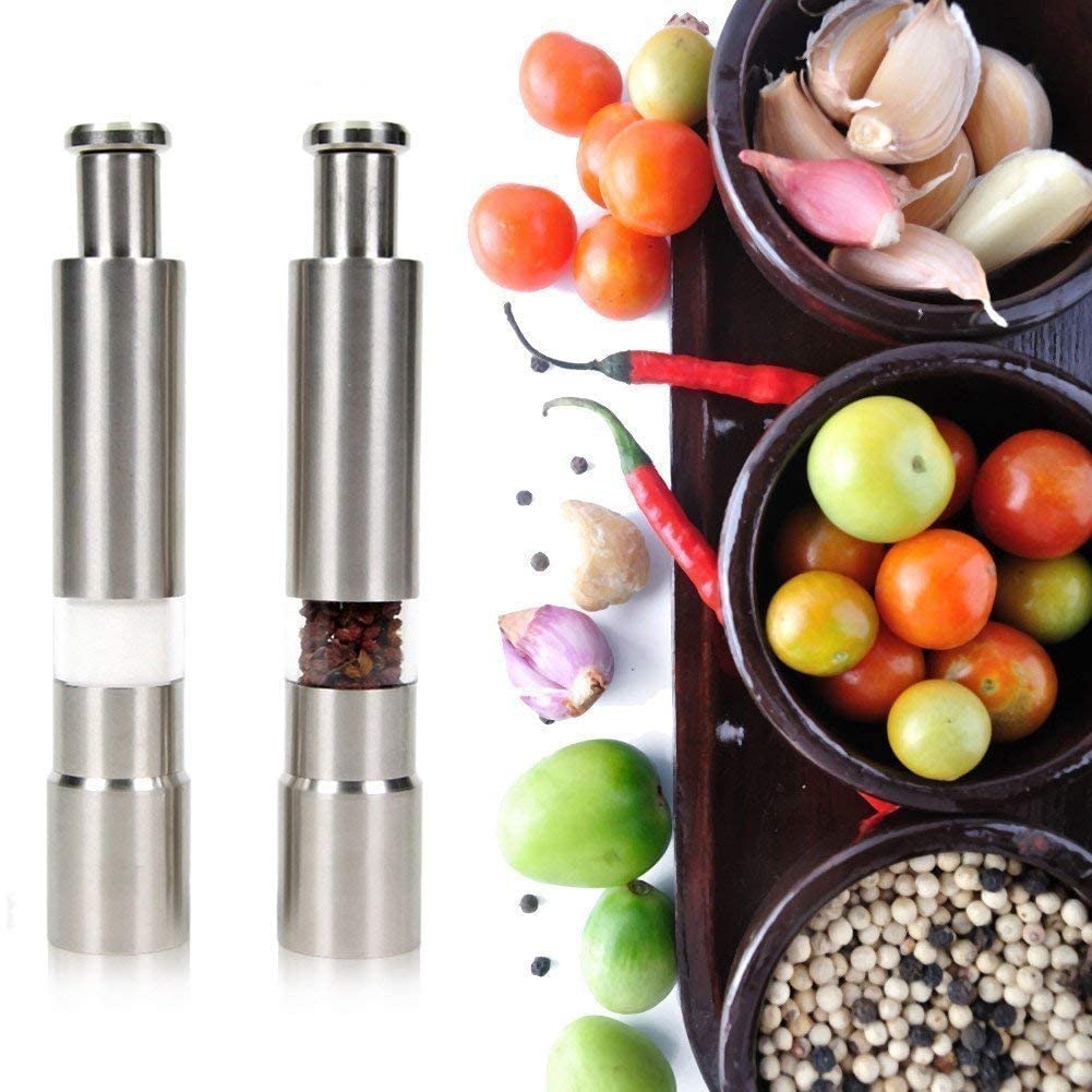 Thumb Press Stainless Steel Pepper Mill Grinder