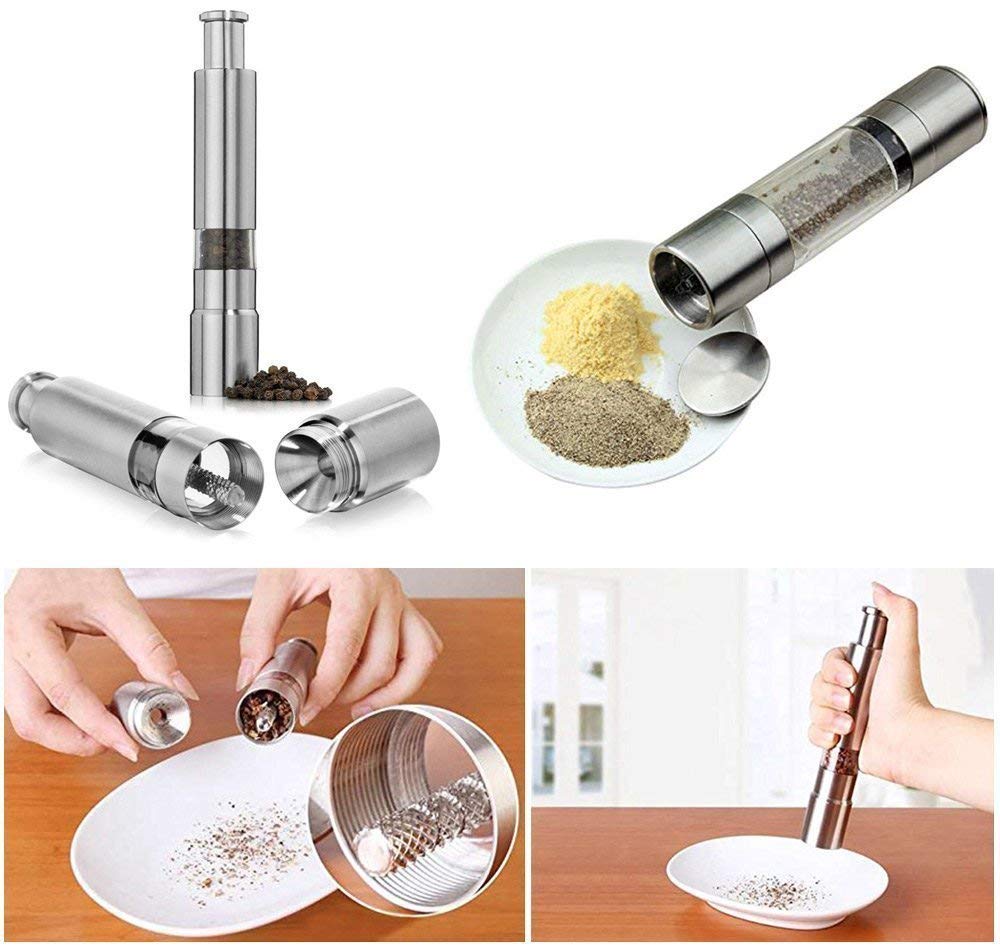 Thumb Press Stainless Steel Pepper Mill Grinder